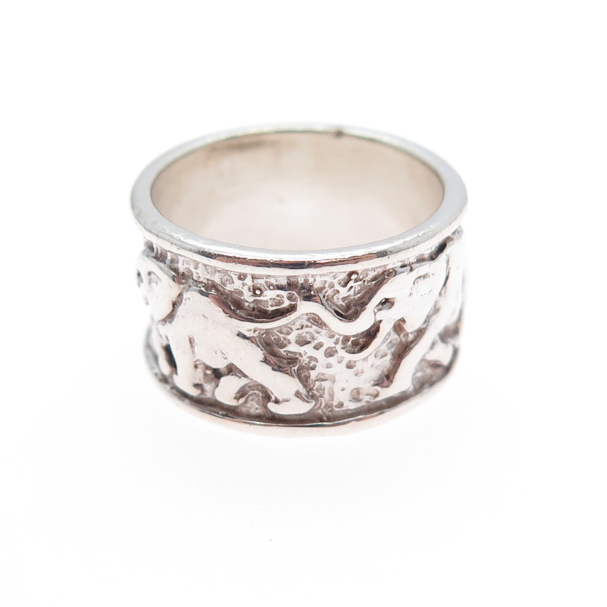 SILVER CLOUD 925 Sterling Vintage Elephant Wide Band Oxidized Ring Size 5.5