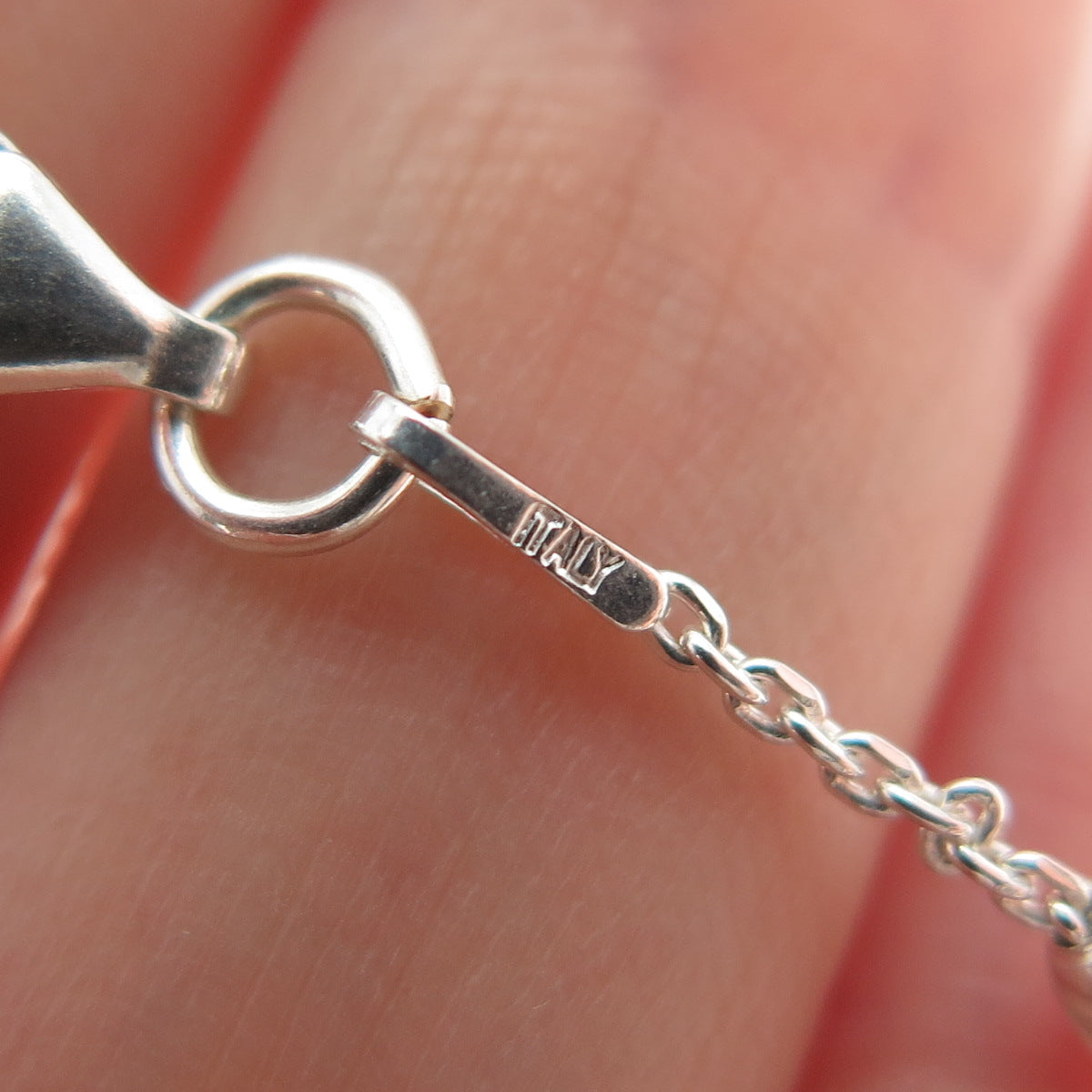 925 Sterling Silver Italy Diamond-Cut Bead Station Cable Anklet / Bracelet 10.5"