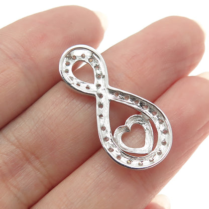 HAN 925 Sterling Silver Round-Cut C Z Infinity Heart Slide Pendant