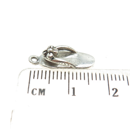 925 Sterling Silver Vintage Flip-Flops 3D Charm Pendant