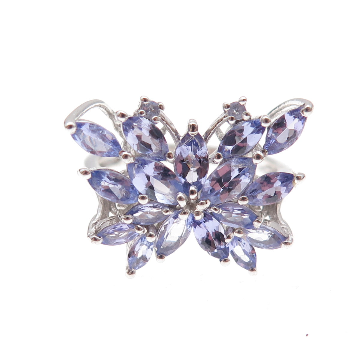 Chuck Clemency 925 Sterling Silver Real Tanzanite Butterfly Ring Size 8.25