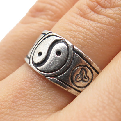 925 Sterling Silver Vintage Yin Yang Oxidized Ring Size 7.5