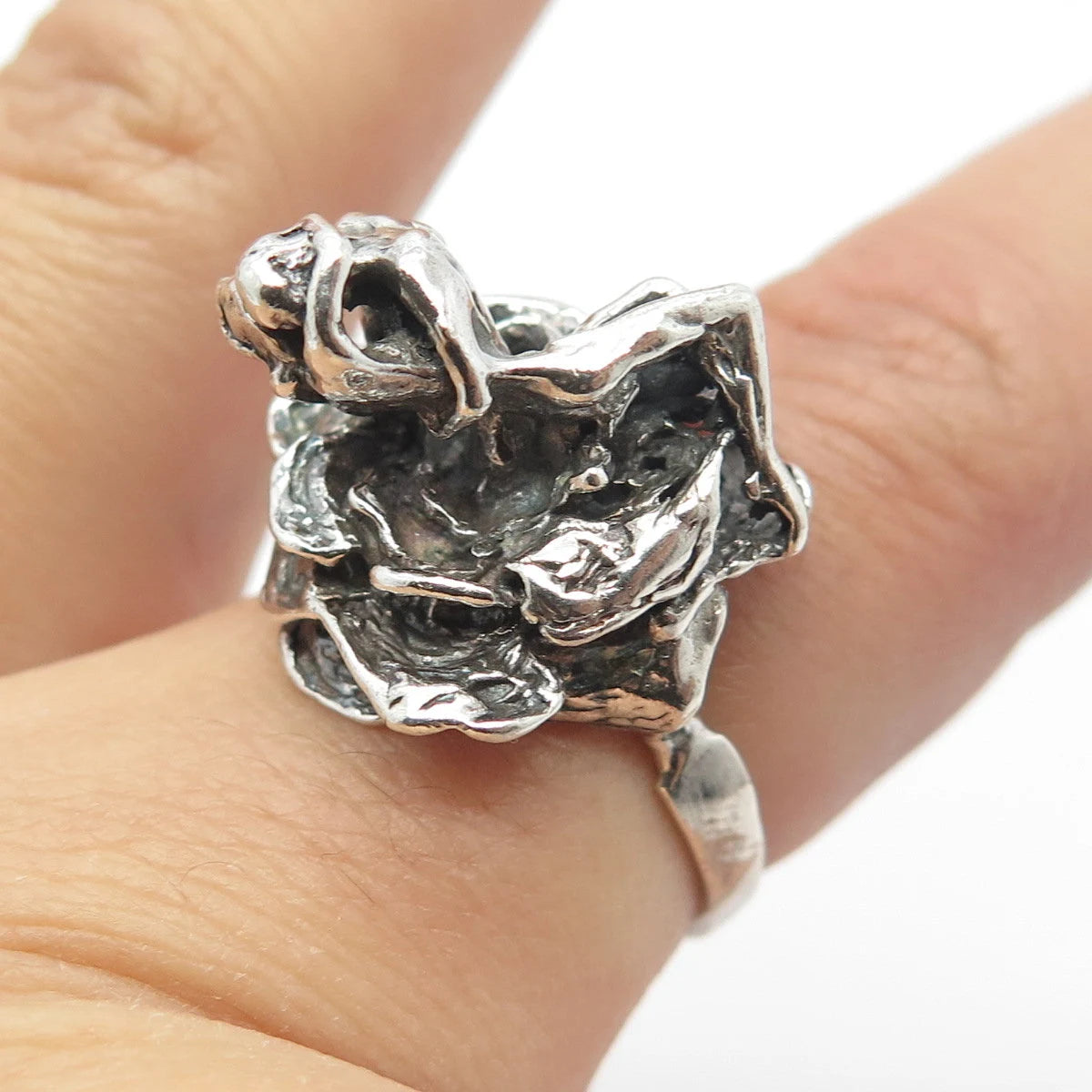 925 Sterling Silver Vintage Man & Woman In Love Ring Size 7