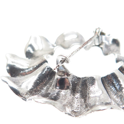 925 Sterling Silver Vintage Modernist Flower Circle Pin Brooch