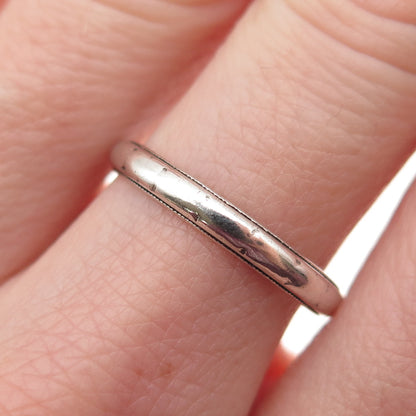 UNCAS 925 Sterling Silver Antique Art Deco Stackable Wedding Band Ring Size 7.75