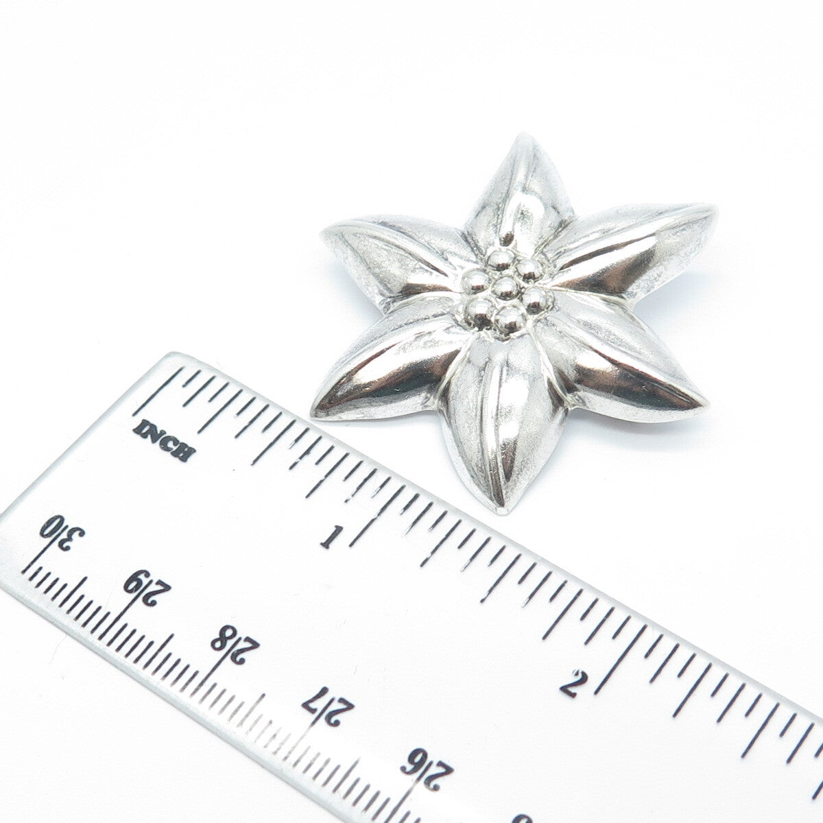 925 Sterling Silver Vintage Petal Floral Pin Brooch
