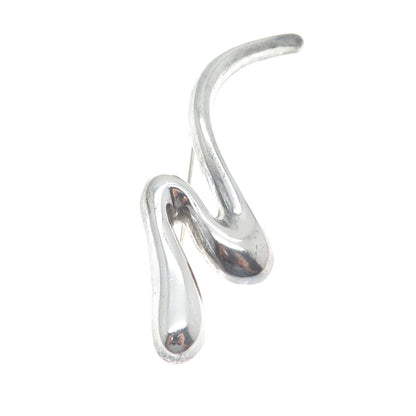 925 Sterling Silver Vintage Mexico Modernist Zig Zag Oxidized Pin Brooch