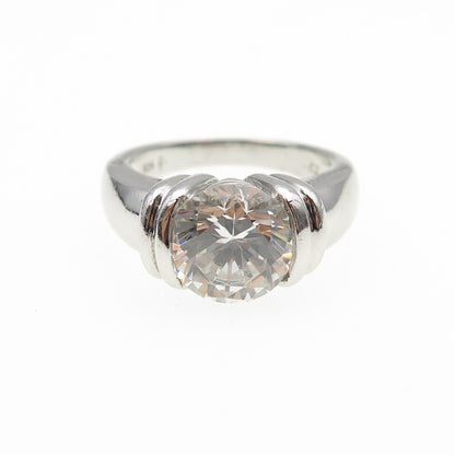 925 Sterling Silver Round-Cut C Z Engagement Ring Size 6