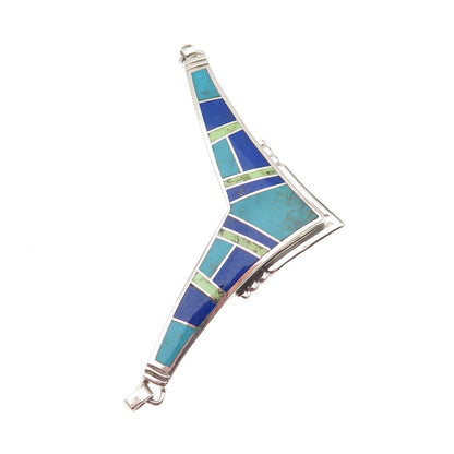 Calvin Spencer Navajo SuperSmiths Old Pawn 925 Sterling Turquoise Lapis Pendant