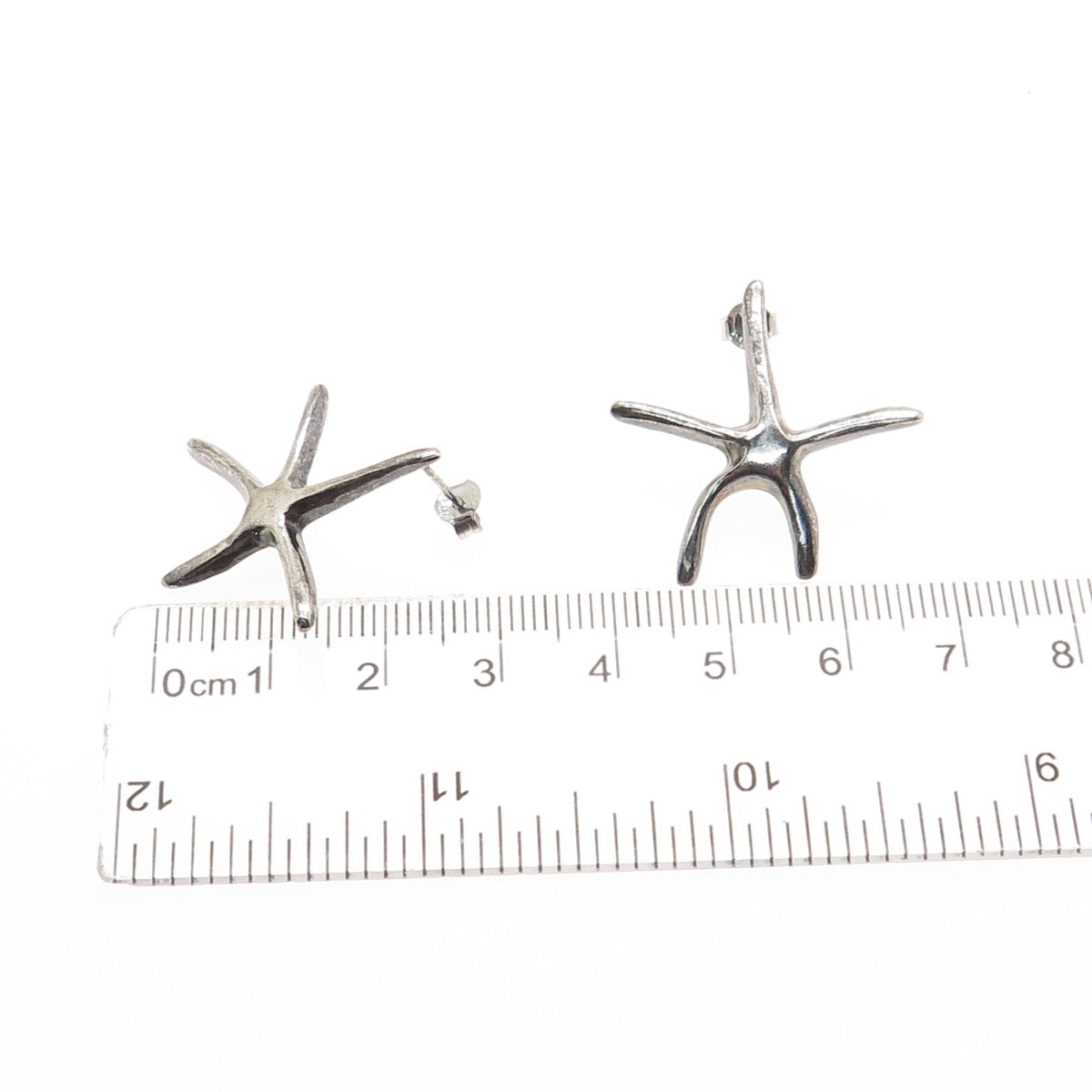 925 Sterling Silver Vintage Starfish Oxidized Earrings