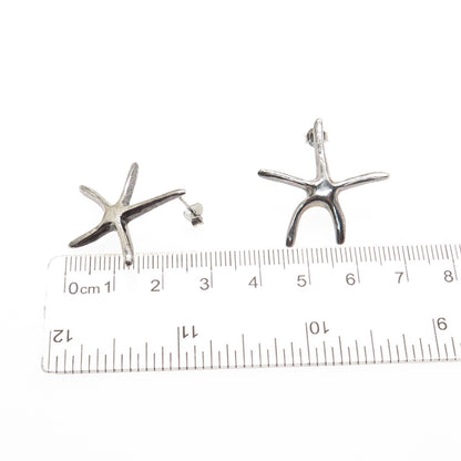 925 Sterling Silver Vintage Starfish Oxidized Earrings