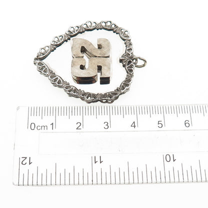 925 Sterling Silver Vintage 25th Anniversary Heart Charm Pendant