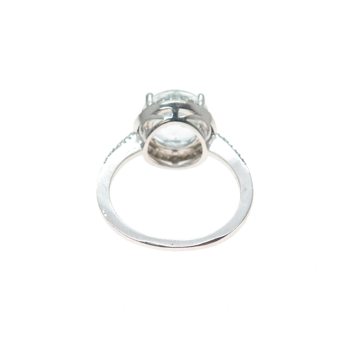 925 Sterling Silver Real Diamond Approx. 0.35ct & Aquamarine Gem Ring Size 7