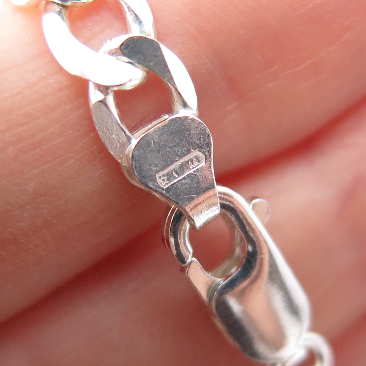 925 Sterling Silver Vintage Italy Curb Chain Necklace 24"