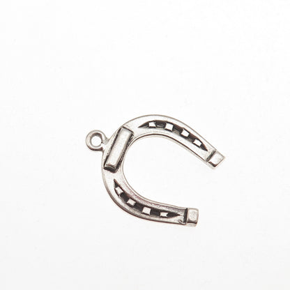 925 Sterling Silver Vintage Horseshoe Good Luck Oxidized Mini Charm Pendant