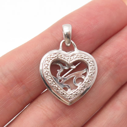 925 Sterling Silver SAI Real Diamond Heart Picture Frame Pendant