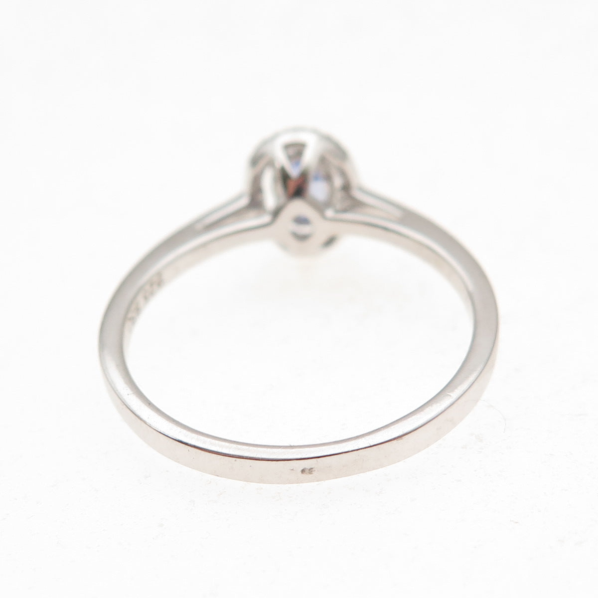 925 Sterling Silver Real Round-Cut Diamond & Oval-Cut Tanzanite Ring Size 8