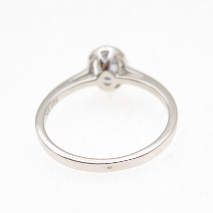 925 Sterling Silver Real Round-Cut Diamond & Oval-Cut Tanzanite Ring Size 8