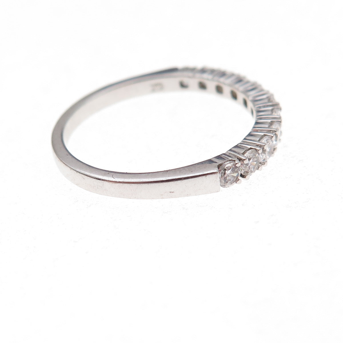 925 Sterling Silver Round-Cut C Z Half Eternity Band Ring Size 6.5