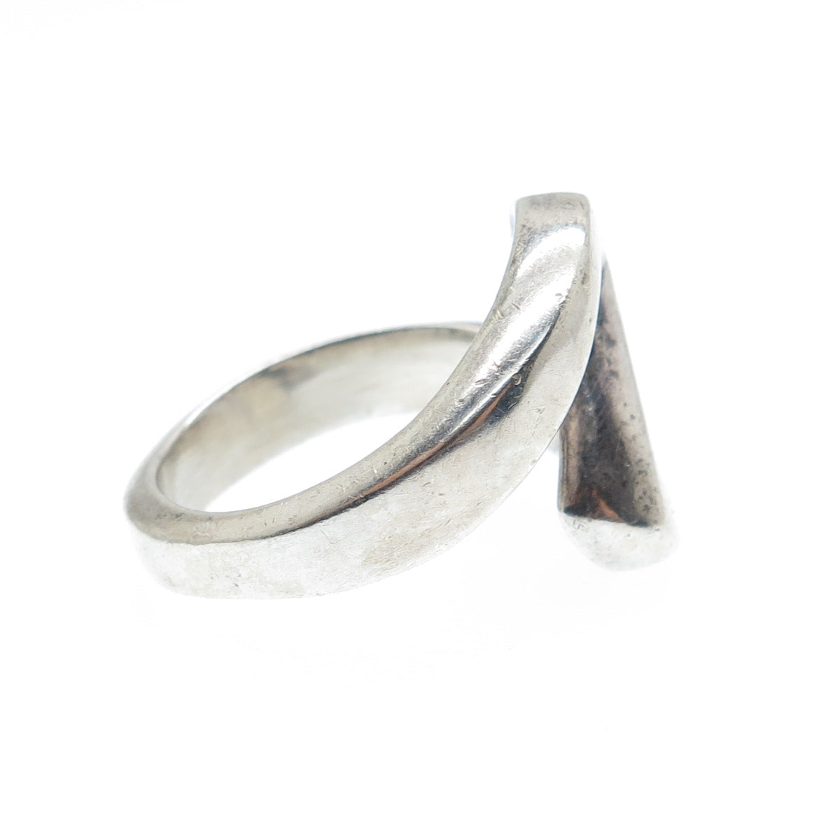 925 Sterling Silver Vintage Mexico Modernist Wavy Ring Size 8.5
