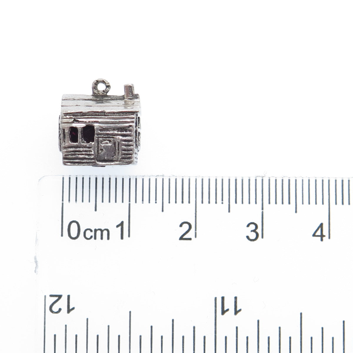 925 Sterling Silver Vintage Old House Oxidized Minimalist 3D Charm Pendant