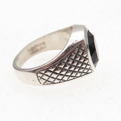 Emmons 925 Sterling Silver Vintage Real Black Onyx Oxidized Ring Size 10