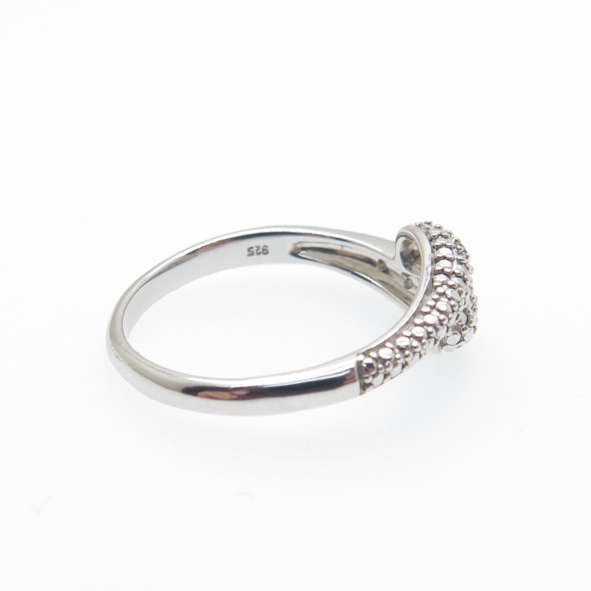 DSMK 925 Sterling Silver Real Round-Cut White Topaz Bypass Ring Size 7.25