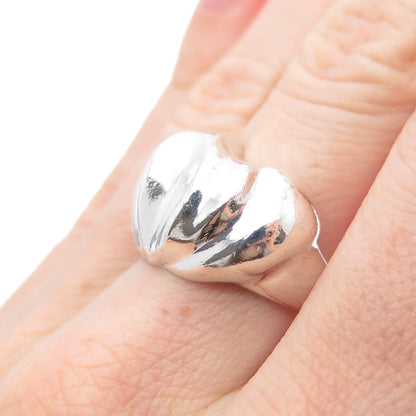 925 Sterling Silver Vintage Modernist Flame Dome Ring Size 7