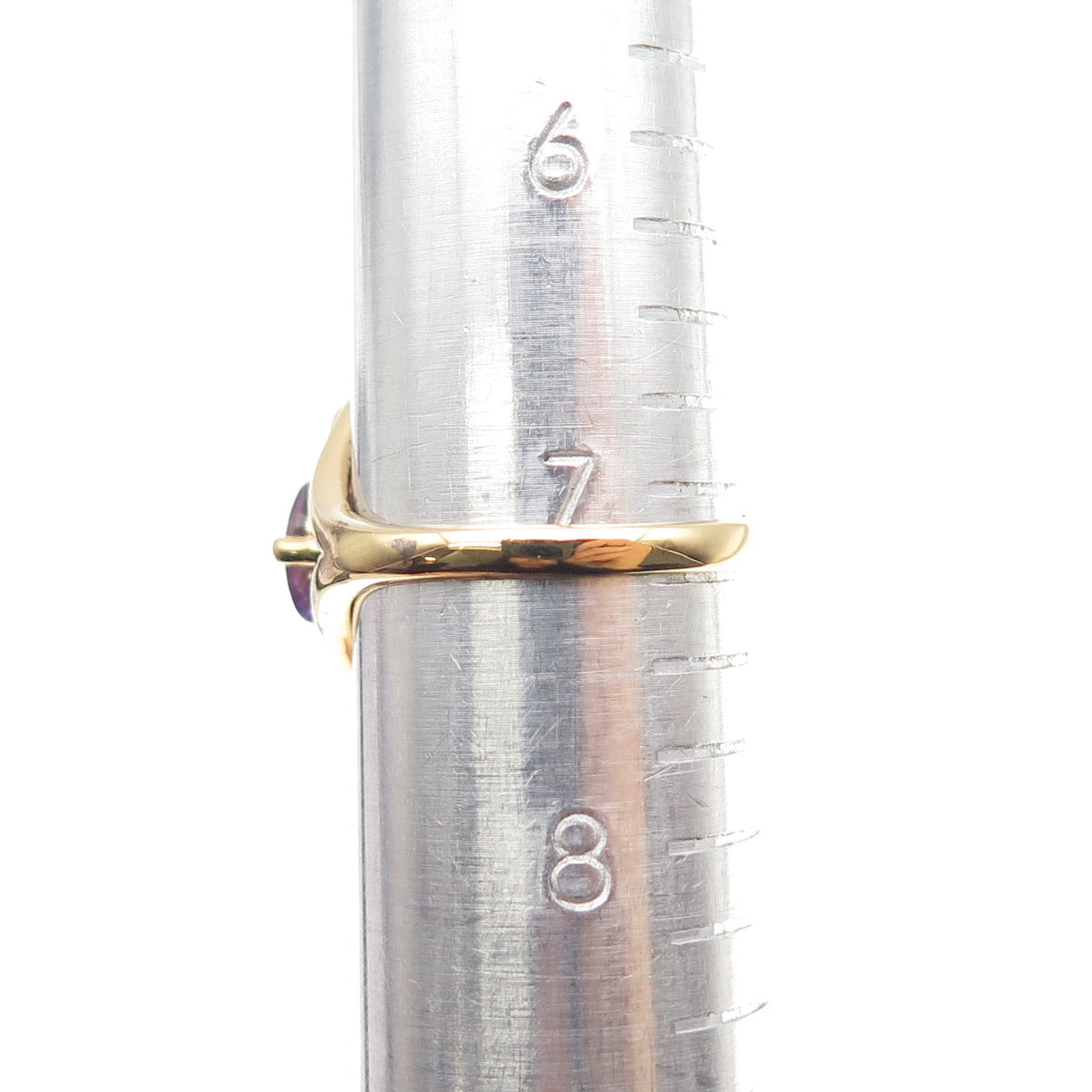 925 Sterling Silver Gold Plated Real Oval-Cut Amethyst Cluster Ring Size 7.25