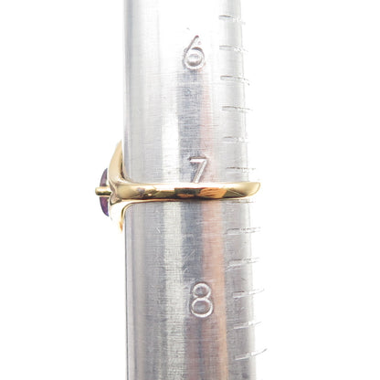 925 Sterling Silver Gold Plated Real Oval-Cut Amethyst Cluster Ring Size 7.25