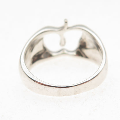 925 Sterling Silver Vintage Carved Apple Ring Size 8.25