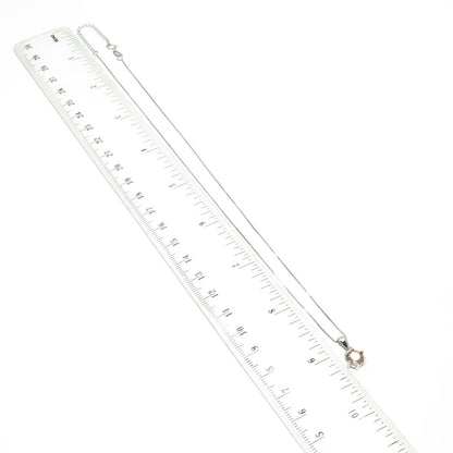925 Sterling Silver Swarovski Champagne-Crystal Box Chain Necklace 16-18"