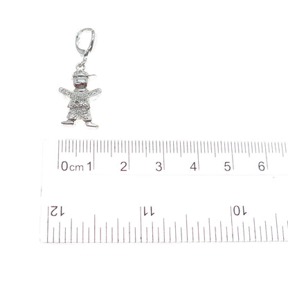 925 Sterling Silver Real Round-Cut Diamond Boy Charm Pendant