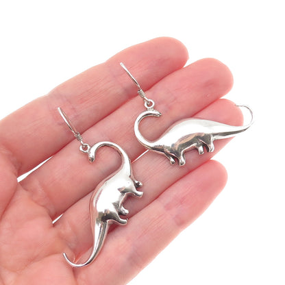 925 Sterling Silver Vintage Dinosaur Oxidized Dangle Earrings