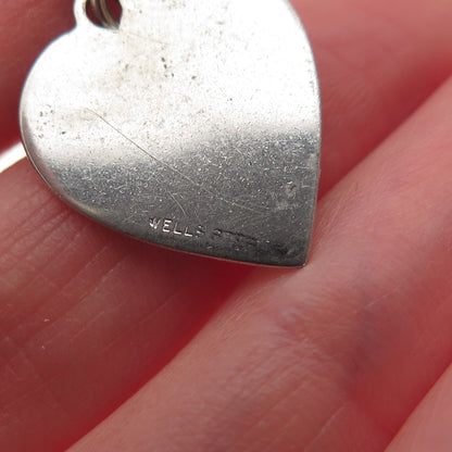 WELLS 925 Sterling Silver Vintage Engraved Karen Heart Mini Charm Pendant