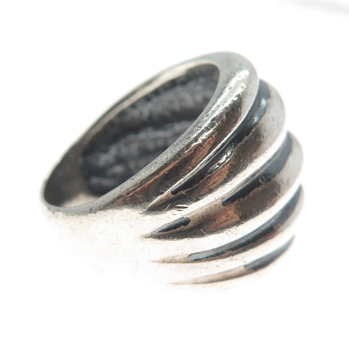 SILPADA 925 Sterling Silver Vintage Ribbed Wide Ring Size 8.75