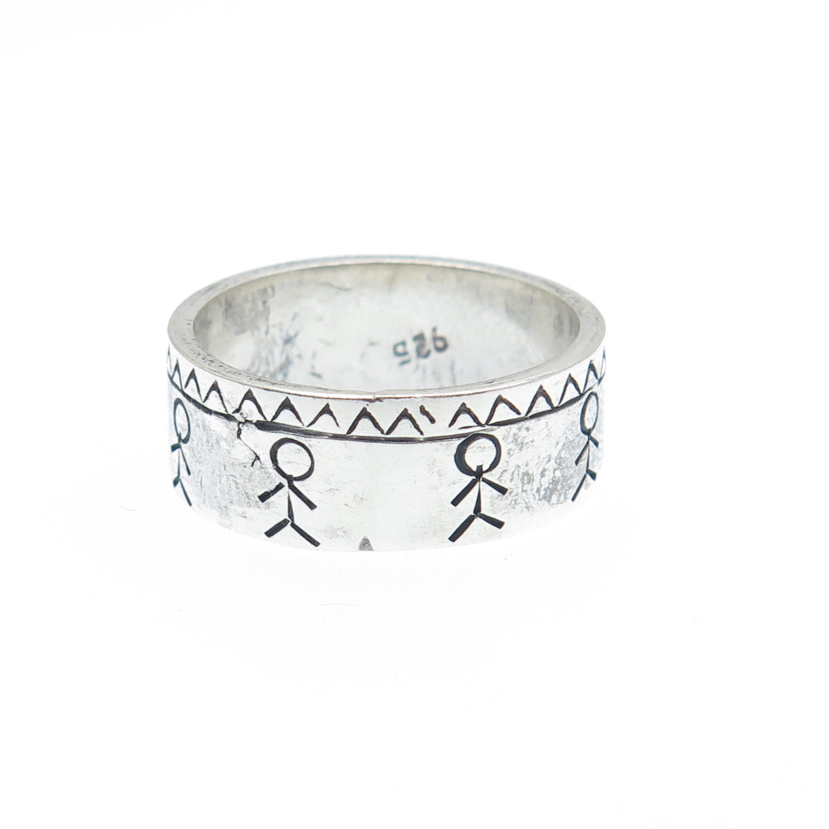 925 Sterling Silver Vintage Tribal Oxidized Band Ring Size 7