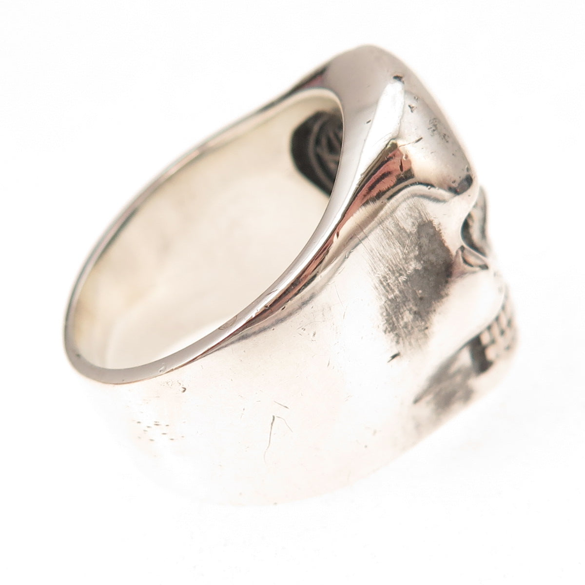 King Baby Studio 925 Sterling Silver Vintage Skull Oxidized Biker Ring Size 9.25