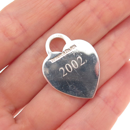 Tiffany & Co. 925 Sterling Silver Vintage Engraved Heart Tag Charm Pendant