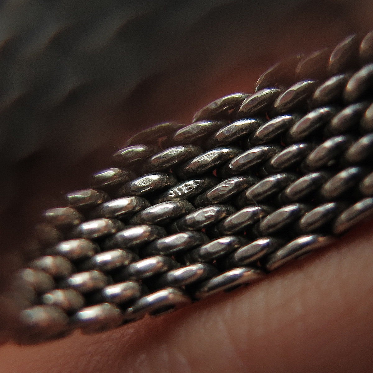 925 Sterling Silver Vintage Mesh Oxidized Band Ring Size 6.25
