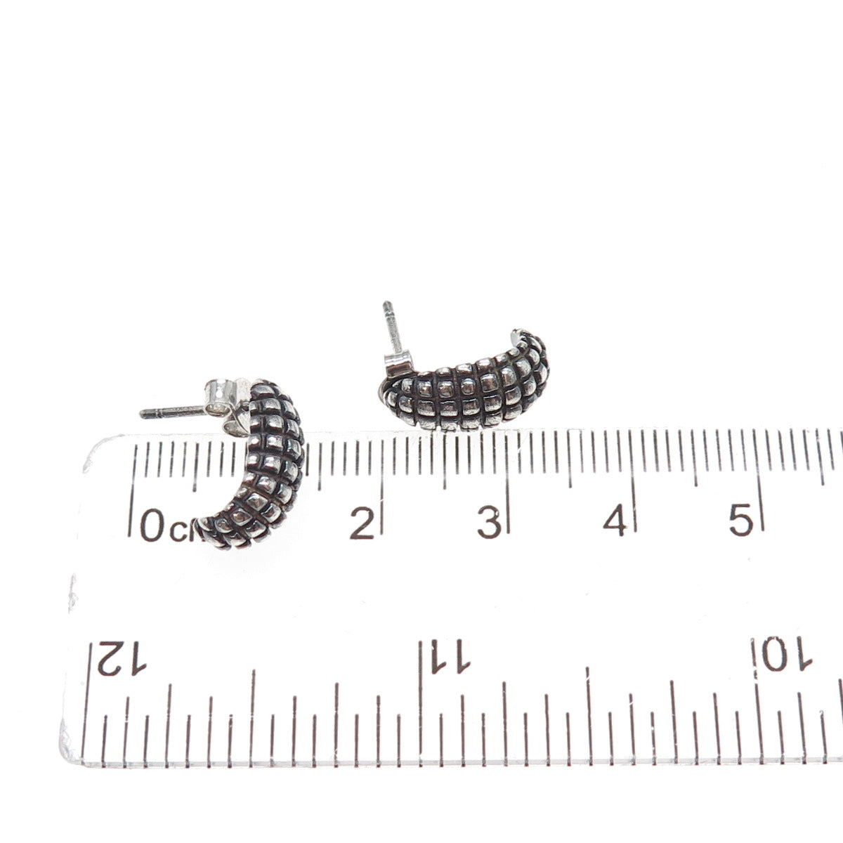 SLV SADYE L VASSIL Sterling Silver Vintage Dragon Skin Oxidized Hoop Earrings