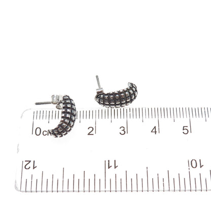 SLV SADYE L VASSIL Sterling Silver Vintage Dragon Skin Oxidized Hoop Earrings