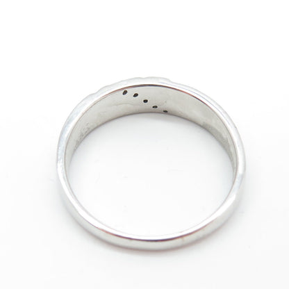 STAR RING P4SR 925 Sterling Silver Real Round-Cut Diamond Band Ring Size 11.25