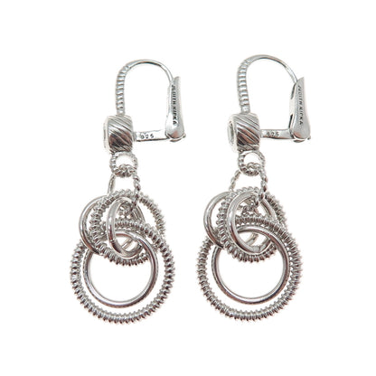 JUDITH RIPKA 925 Sterling Silver Round-Cut C Z Multi-Circle Dangle Earrings