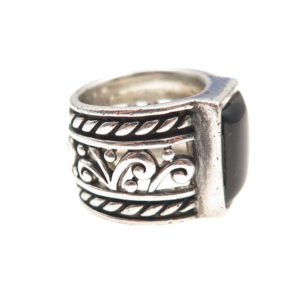 Silpada 925 Sterling Silver Vintage Real Black Onyx Oxidized Ring Size 5