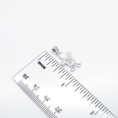 925 Sterling Silver C Z Boy Charm Pendant