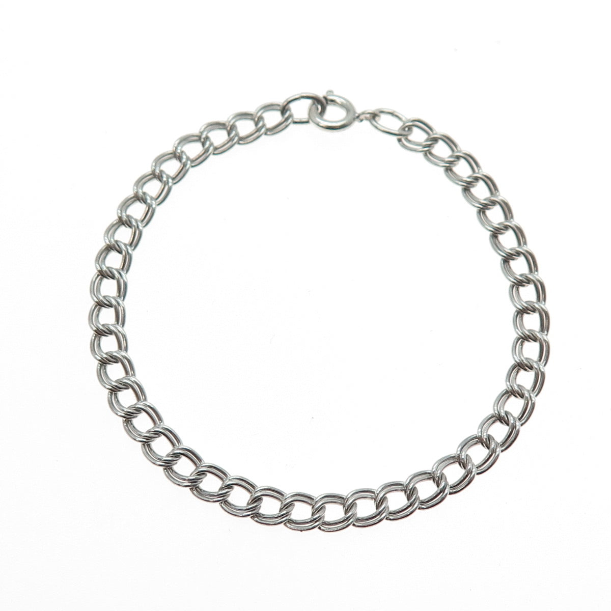 925 Sterling Silver Vintage Double Curb Link Bracelet 7"