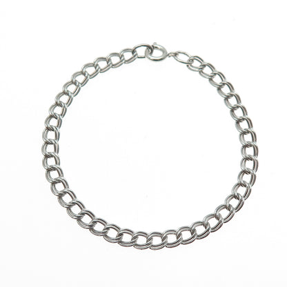 925 Sterling Silver Vintage Double Curb Link Bracelet 7"