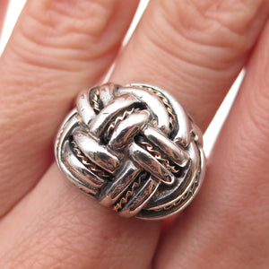 Chateau D’Argent Sterling Silver 2-Tone Vintage Modernist Knot Ring Size 7.25