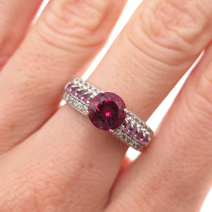 Dee Berkle 925 Sterling Silver Real Amethyst & White Topaz Ring Size 7